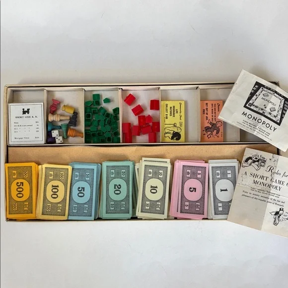 Vintage Monopoly Board Game 1935, 1945 Ephemera Collectible Paper Art Crafts